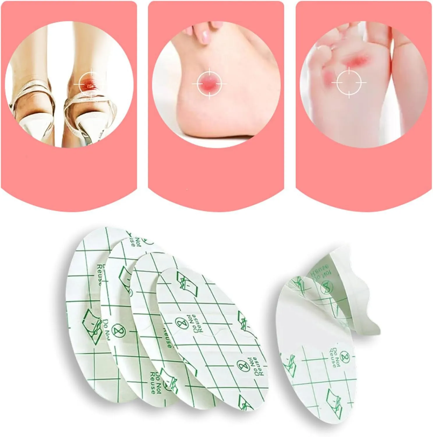 Zealburst Self Adhesive Invisible Heel Anti-Wear Sticker 50/100/150/200PCS, Waterproof Anti Wear Foot Care Heel Protection Pad, Heels Stickers Transparent Thin for High Heels (100PCS, 1.7×2.6in)